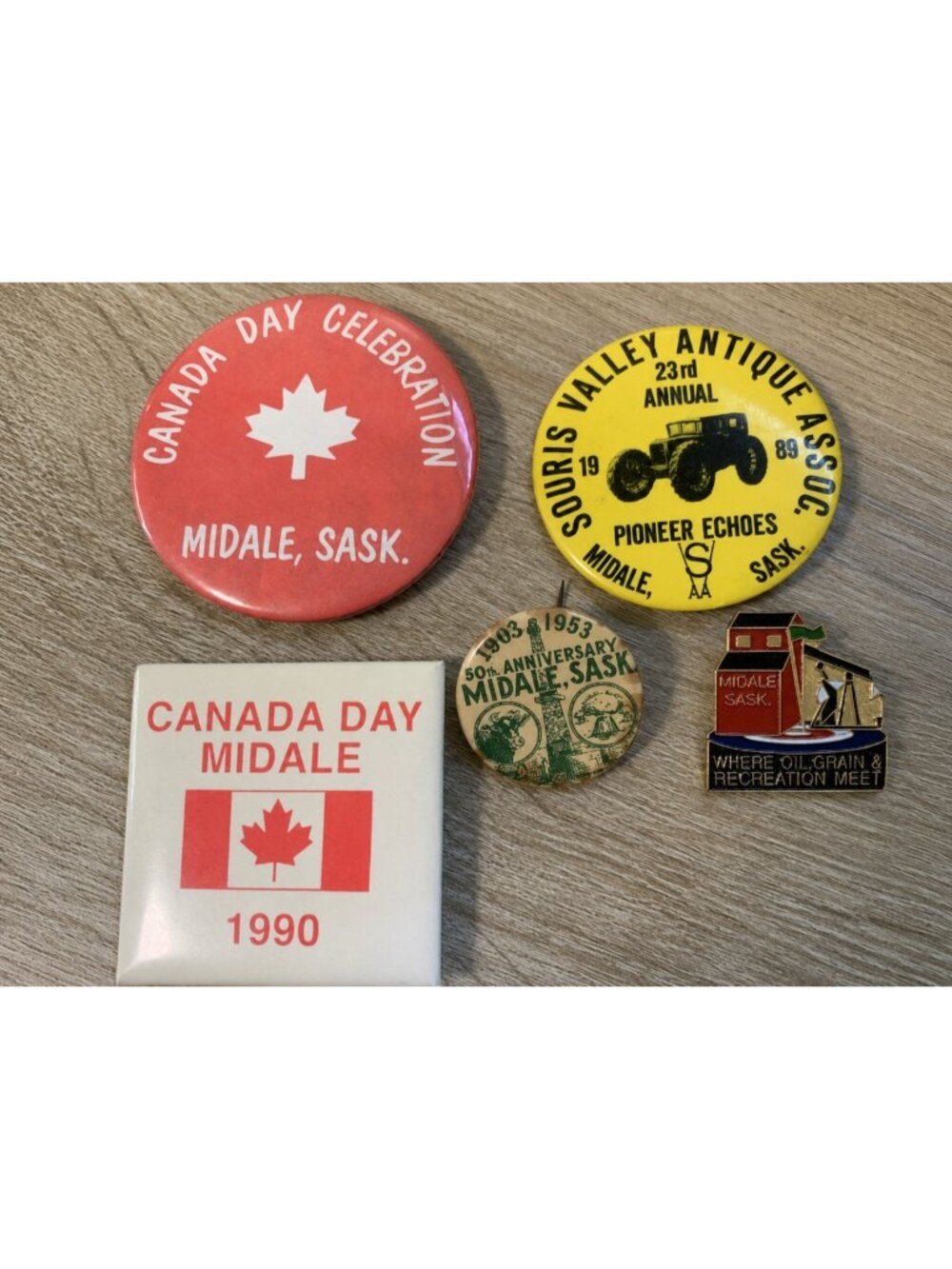 Vintage Midale Saskatchewan Pins Canada Day 50th Anniversary Souris Valley